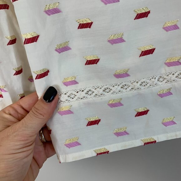 J. Crew Point Sur Cream Colored Popover Metallic Clip Dot Size Small - Picture 4 of 11